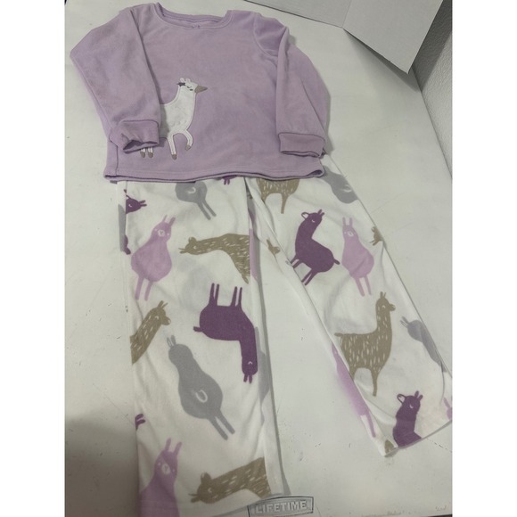 Carters Kids 6/6A Purple Llama Fleece Pajama Set Girls Sleepwear Top Bottom - Picture 1 of 5